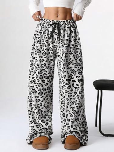 Image of Leopard Pants Women Therian Fuzzy Pajama Pants Y2k Cheetah Pants Grunge High Waisted Fluffy Pants