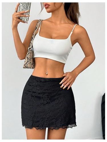 Verdusa Women's Floral Lace A Line Skirt Summer Streetwear Mini Skirts3