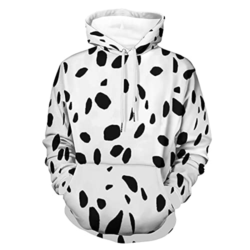 BAIKUTOUAN Dalmatian Print Unisex Hoodies Printed Pullover Casual Long Sleeve Hooded Sweatshirt