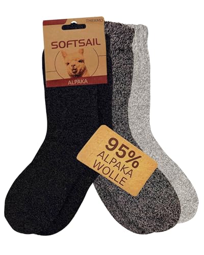 HENKi 3 Paar Alpaka Socken 95% Wolle PREMIUM, Herren Damen...