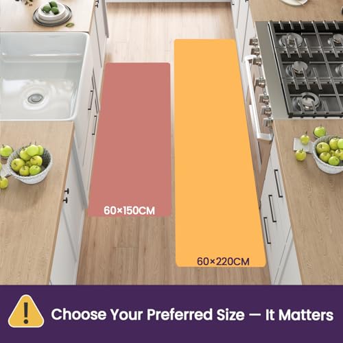 DEXI Kitchen Mat 60 x 150 cm, Anti-Fatigue Cushioned Standing Mats Non Slip Waterproof, Extra Large Washable Carpet Runner Rugs for Floor, Laundry, Home Office, Orange Beige - Image 3