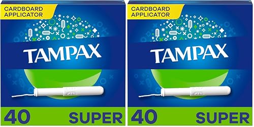 Image of Tampax Tampons, Super Absorbency | Cardboard Applicator | Leakguard Skirt | Unscented | 40 Count Pack