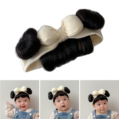 Baby Bangs Headband Fashionable Bun Hairpieces Solid Headwear Girls Hair Accessories for Newborns and Baby bun Wig Headband2