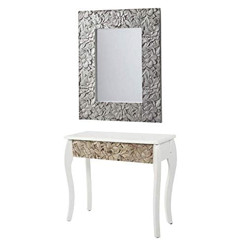 Miroir mural argenté sculpté DRW 75x95 cm raffinement chic - 4