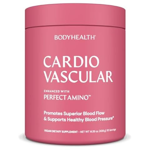 BodyHealth Cardio Vascular with PerfectAmino, Blood Flow and Heart Health Supplement Support with CoQ10, Nicotinamide Riboside, Resveratrol and D-Ribose, Chocolate Flavor, 30 Servings Cover