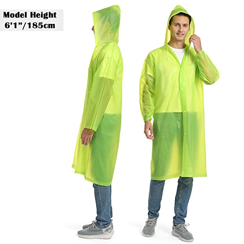 2 Pack Portable Eva Raincoats For Adults, Opret Reusable Rain Ponchos With Hoods And Sleeves Lightweight Raincoats, Perfect For Outdoor Activities, Lime Green #TOP4