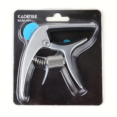 Image of Kadence CAP-S01 Touring Series Professional 3-in-1 Guitar Capo | Quick-Change Aluminium Alloy Capo with Adjustable Tension, Pick Holder & Bridge Pin Remover | For Acoustic & Electric Guitars | Silver