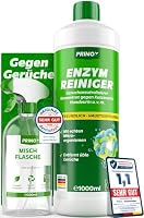 Enzymreiniger Konzentrat 1030ml XXL SET inkl. Mischflasche - STARKER GERUCHSENTFERNER - Ergibt bis zu 40L Geruchsneutralisierer - Beseitigt Hundeurin, Katzenurin Geruch tiefgreifend uvm. I Made in DE