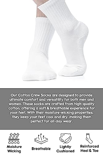 Winterlace Cotton Crew Socks 12 Pairs, Mens Womens Bulk Pack Casual Sport Sock3