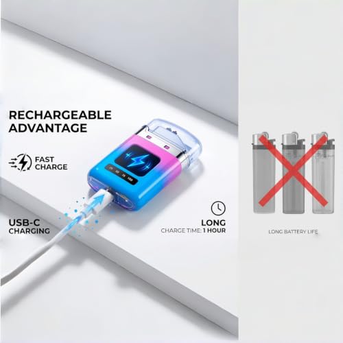Encendedor Plasma Recargable Azul Polvo miniatura 2