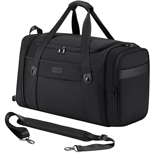 AGLAUS Tourenne 45L Travel Duffel Bag Foldable Weekender Sport Gym Duffle Carry On Luggage with shoe compartment wear/tear resistant water repellent 1680D Ballistic polyester - Black