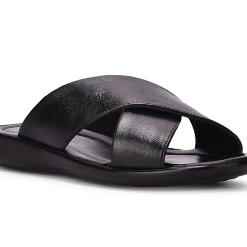Image of Liberty Coolers Black Slippers for Men - PU Slip-On Comfort Wear