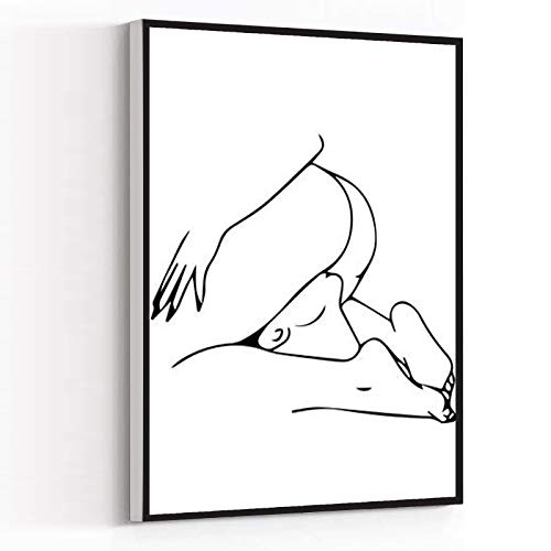 SEXY BEDROOM ART,decor for living room ,Canvas Wall Art for Living Room,one line,figure print,erotic,minimal print,nude,line art,lines,erotic art,8''x12'' Framed Modern Canvas Wall Art,,Erotic Art