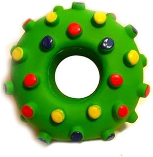 WANT CHEW Latex Dog Squeaky Chew Toy Bubble Donut for Small Dogs