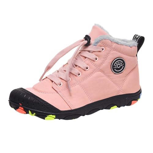 Generisch Moda Niños Niñas Deportes Zapatos Algodón Zapatos Nieve Botas Caliente Grueso Cómodo Encaje Up, Rosa., 32 EU
