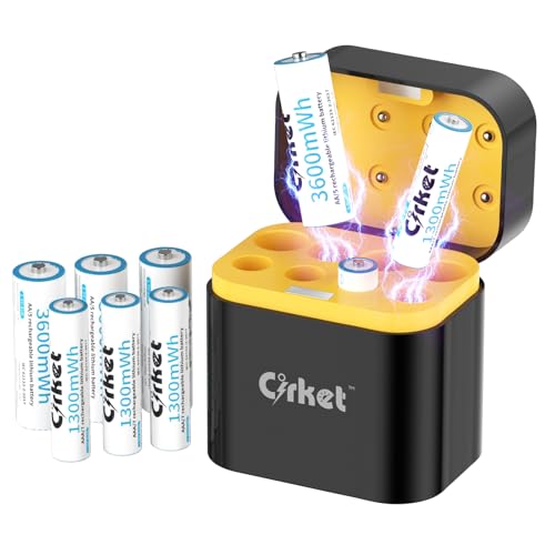 Cirket Rechargeable AA & AAA Lithium ion Batteries 8 Pack with Fast Charger - 3600mWH+1300mWH, 1.5V, Long Lasting Double A Tripple A Pilas Li-on for Xbox Controller, Blink Outdoor Camera - White Blue