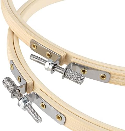 MANCHAP 18 Pack 7 Inch Embroidery Hoops, Adjustable Round Bamboo Circle Cross Stitch Hoop Rings for Craft Making