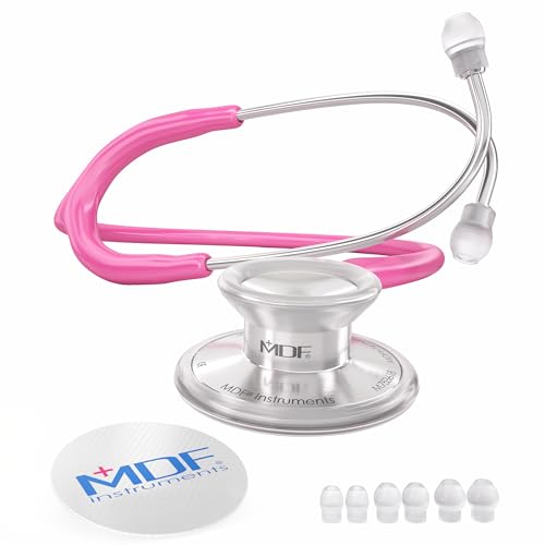 MDF Acoustica Lightweight Stethoscope - Dual Head, Fuchsia Tube