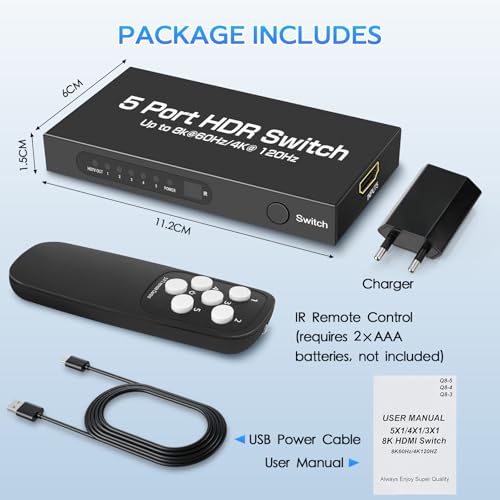 Switch HDMI 2.1 8K de 48Gbps con 5 entradas para máxima fluidez de vídeo 6