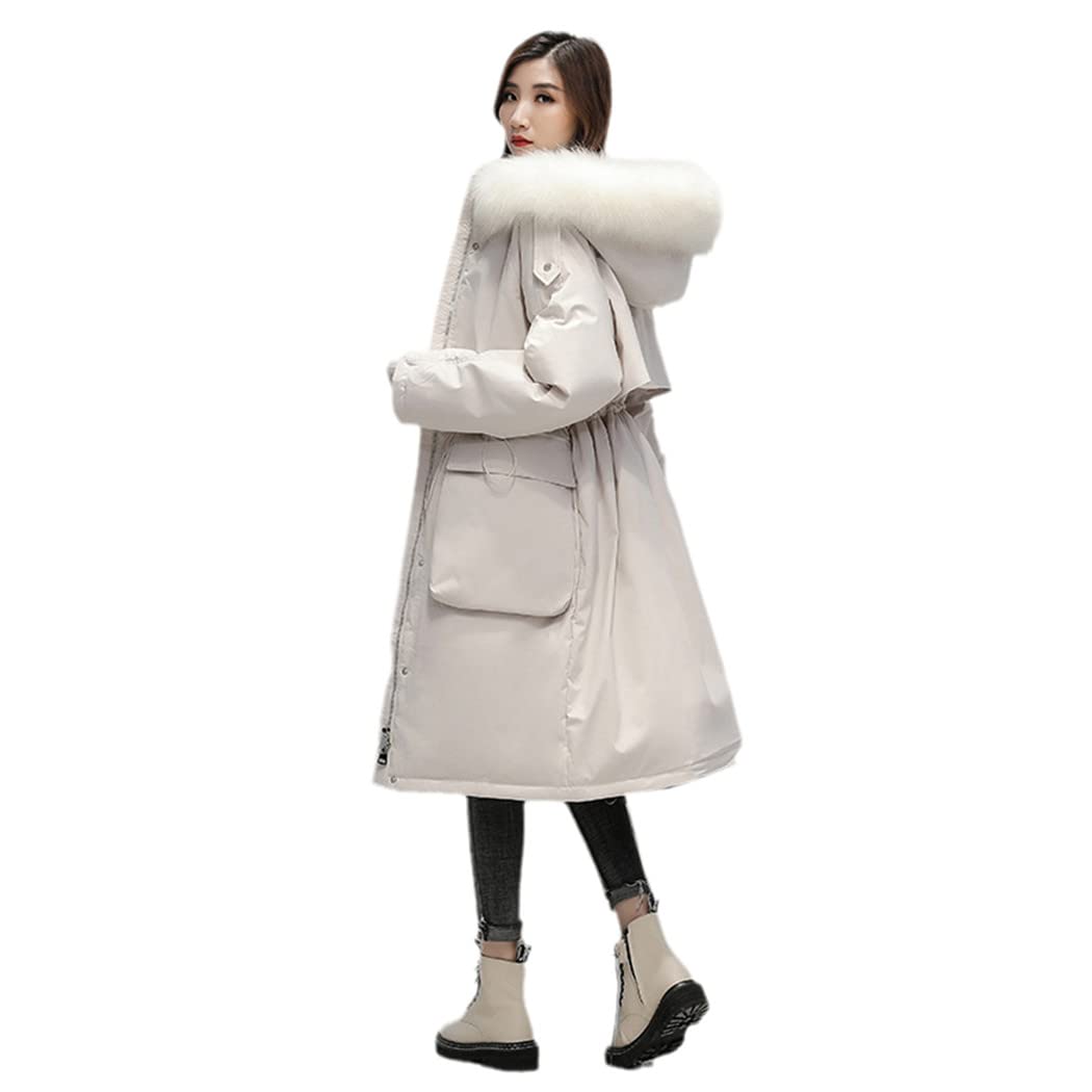 Veste d'hiver longue parka ample chaude duvet canard beige taille M