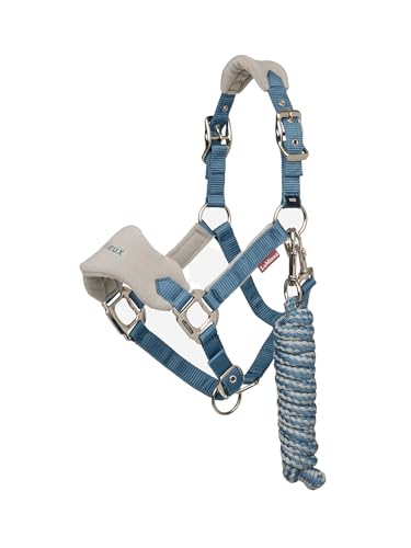 LeMieux Mini Vogue Halter & Leadrope - Perfect for Ponies - Adjustable at Curb and Poll - Ice Blue - Mini