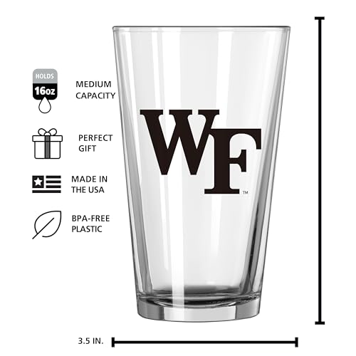 Image of Logo Brands NCAA 16 oz Pint Glass - Durable Glass With Bold Team Color- Chip-Resistant Rim Drinkware For Fans, Tailgates, Home Bars & Everyday Use