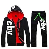 [LIFESHINE] ジャージ メンズ 上下セット スエット上下 セット パーカー 大きいサイズ スポーツウェア ルームウェア 部屋着 フード付き ユニセックス(ブラック XL)