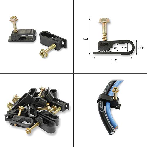 Steren Coaxial Cable Clips - Cable Holder - Wire Clips - Siding Clips For Hanging - Cord Holder For Desk - Cable Clamps - Cord Clip - Wire Organizer Clips - Tv Mount Screws - Black - 100 Pack #TOP5