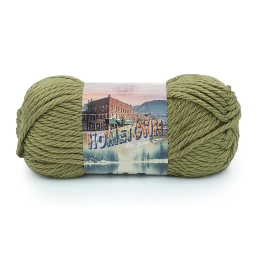 Image of Lion Brand Yarn Hometown Yarn, Super-Bulky Yarn for Knitting, Crocheting, and Crafting, 1 Pack, Lakeland Olive | Super Bulky Acrylic Fiber for Warm Crochet Blankets, Knit Winter Hats, Chunky Cardigans, Soft Scarves, Weaving
