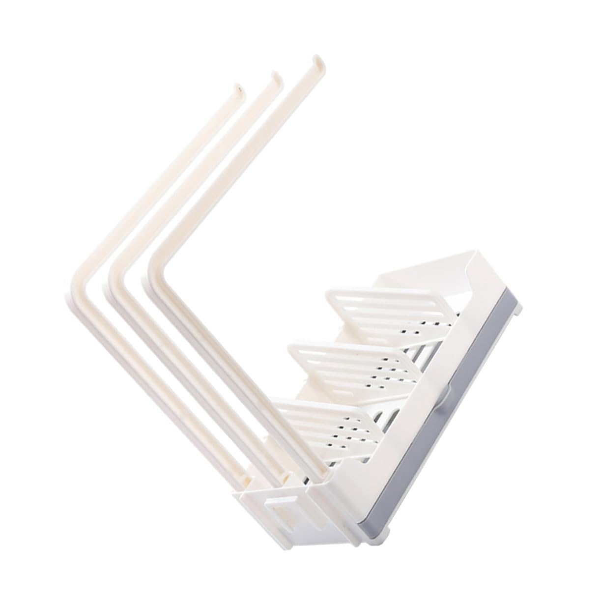 Porte-serviettes cuisine mural 3 barres avec égouttoir pour chiffon ABS blanc Gatuida