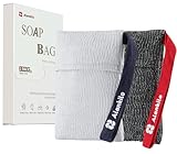 Alankilo 2 Pieces Soap Bags for Soap Bars, Exfoliating Soap Saver Bags, Foaming Bar Soap Pouches for Use in Baths or Showers(Grey)