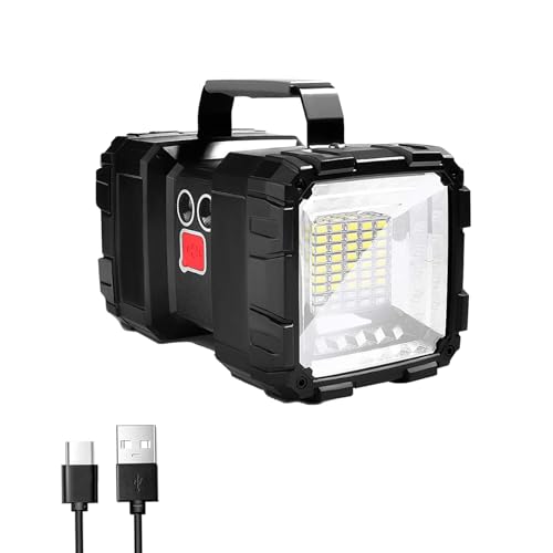 LED Spotlight Flashlight,Rechargeable Flashlight 4000LM 10000mAh High-Powered Spotlight Flashlight Searchlight Camping 3+4 Lights Modes LED Handheld Flashlight Waterproof with Output as a Po