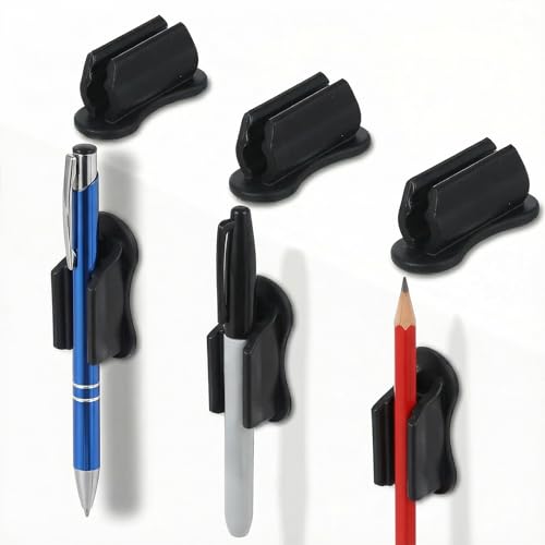 Nogeqi 6 soportes para bolígrafos de pared, autoadhesivos, de silicona, soporte para bolígrafos, soporte de pared, flexible para rotuladores, escritorio, pizarra, portapapeles, oficina, etc