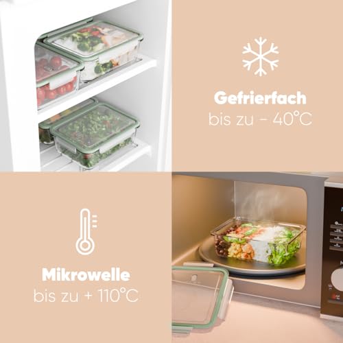 Foto von classbach Glasbehälter mit Deckel, 7er Set, für Mikrowelle Spülmaschine Gefrierfach Ofen geeignet, Meal Prep Boxen, mit Dampfventil, Frischhaltedosen Glas, C-FHD 4010 G