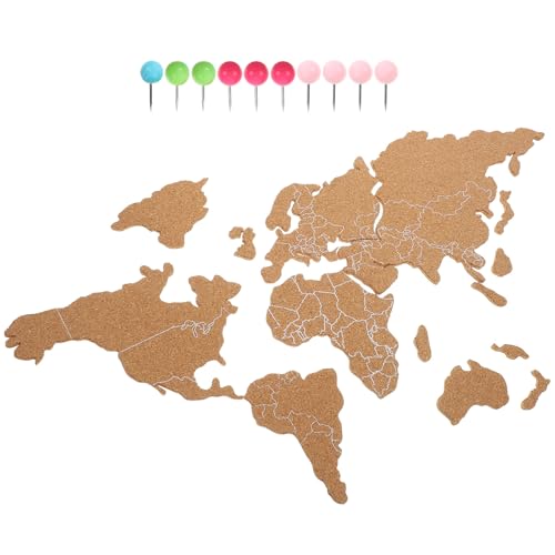 TOGEVAL Mapa Mundo Rústico Autoadhesivo de Corcho Forma para Decoración Pared Vintage Hogar Oficina Diseño Estable y Práctico