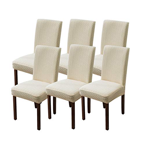 Chair Covers For Dining Room Chair Covers Dining Chair Slipcovers Stretch Kitchen Parsons Chair Covers (Beige, 6 Pcs) #TOP5