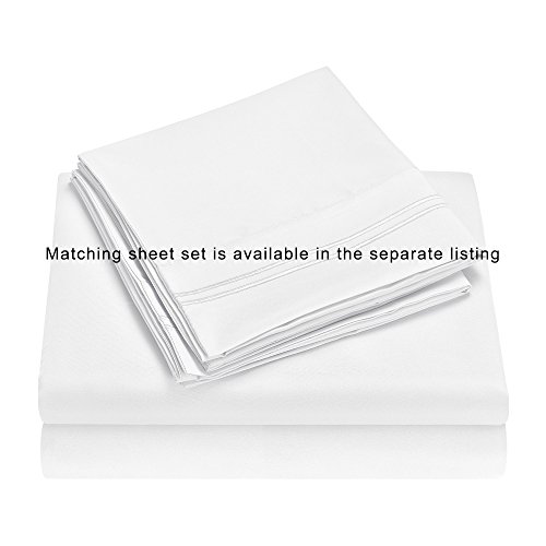 Double Needle Durable Stitching Comfy Bedding 3-Piece Pinch Pleat Comforter Set All Season Pintuck Style (California King, White) #TOP4