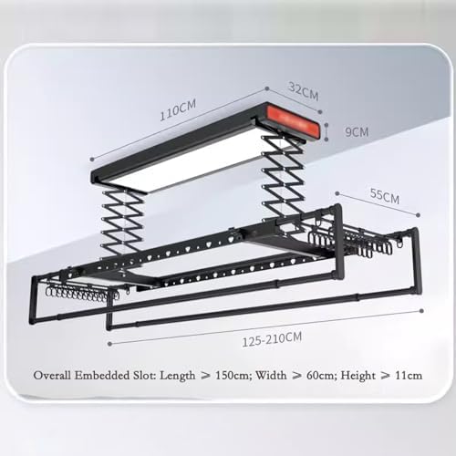 Invisible Electric Ceiling Drying Rack - Automatic Remote Control Clothes Hanger for Balcony & Bathroom - Telescopic Embedded Drying Solution (Color: B)