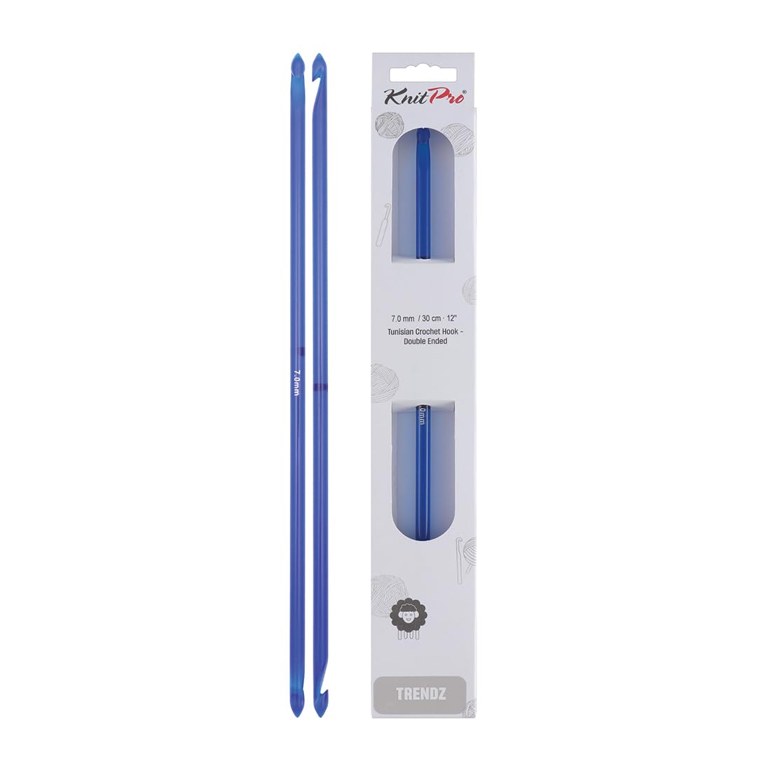 Knit Pro KP51425 7 mm Double Ended Traditional Tunisian Crochet Hook, Multi-Colour