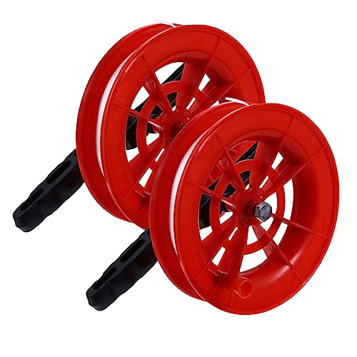 KONTONTY 2Pcs Winder Reel Tool Ergonomic Grip Wheel with String for Adults Smooth Line Control for Enhanced Kite Flying Experience