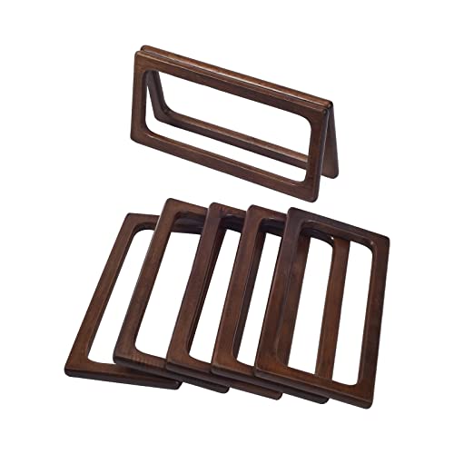 Airssory 10Pcs Rectangle Wooden Handles for Handmade Bag Handbags Straws Beach Bags Canvas Handbags Making Replacement - 20x9.1cm(Dark Brown)