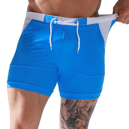 Mens Stylish Swim Shorts Quick Dry Trunks Elastic Waist Pocket Design Lightweight Surf Beach Board Shorts 2025