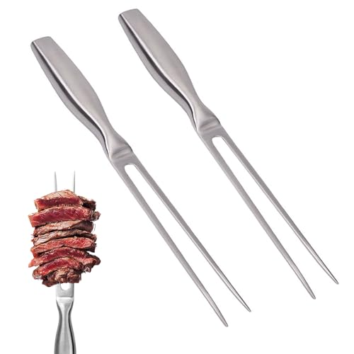 2 Stück Fleischgabel Edelstahl Tranchiergabel mit Ergonomischem Griff Grillgabel Edelstahl Länge 27 cm für Grillfleisch Früchte Tranchieren