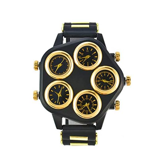 yuge Herrklocka överdimensionerad urtavla mode hiphop klocka personlighet punk herr sportklocka gummiband kvartsur guld