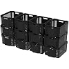 12 Packs Plastic Stackable Storage Baskets, Large Storage Plastic Basket, Black