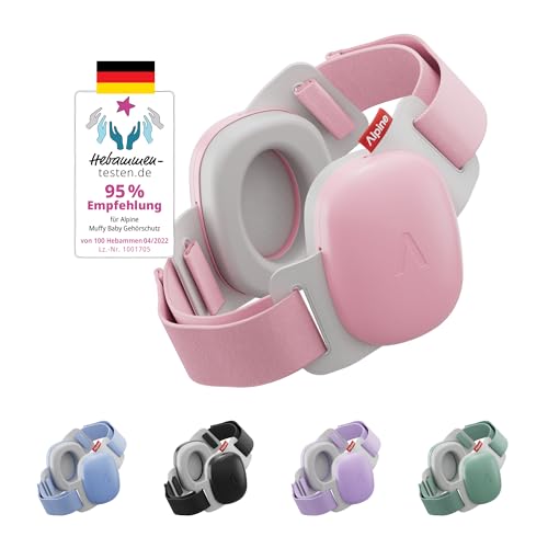 Alpine Muffy Baby Komfort - Gehörschutz für Babys & Kleinkinder - Getestet in Deutschland - Einzigartiges Kopfband für Sicheren & Bequemen Sitz - Verstellbar <48 Monate - Kopfhörer Lärmschutz, Rosa