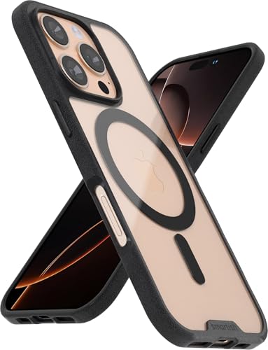 Image of Smartish iPhone 16 Pro Magnetic Case - Gripmunk Compatible with MagSafe [Lightweight + Protective] Slim & Thin Grip Cover with Microfiber Lining for Apple iPhone 16 Pro - Clearly Black
