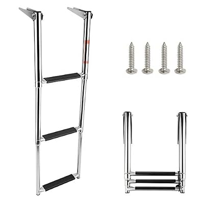 Amarine-made 3 Step Stainless Steel Telescoping Boat Ladder Swim Step