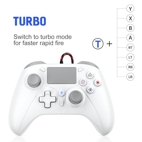 Image of Dinosoo 10ft Wired for PS5 Controller, Compatible with PlayStation 5 /PS4 and PC, with Hall Effect Joystick Turbo Programmable Back Button Multi-Touch Pad 3.5mm Headphone Jack