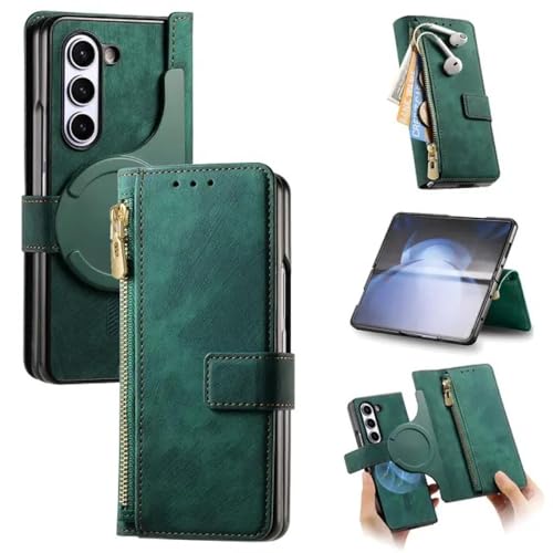 Coque Samsung Z Fold 5 verte en cuir : l'accessoire idéal pour voyager léger